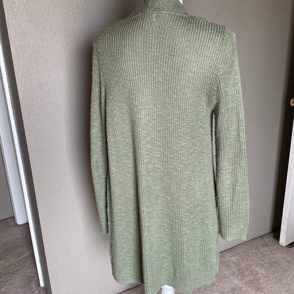 Market and Spruce open front long cardigan, sage, green knit size large - Picture 3 of 5